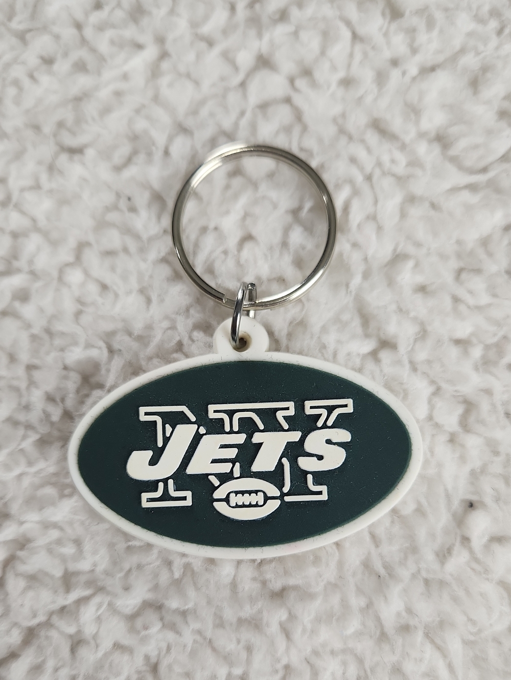 NFL White Oval Keychain with Silver Ring